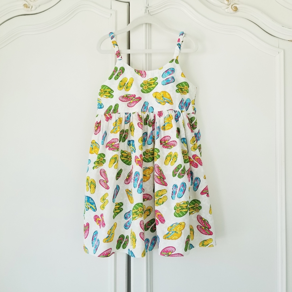 Pacific Legend Bright Color Flip Flops Sleeveless Cotton Dress Girls 7 8 USA